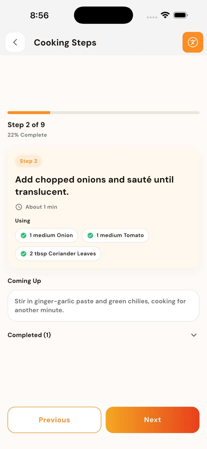 GoFitYatra recipe screen