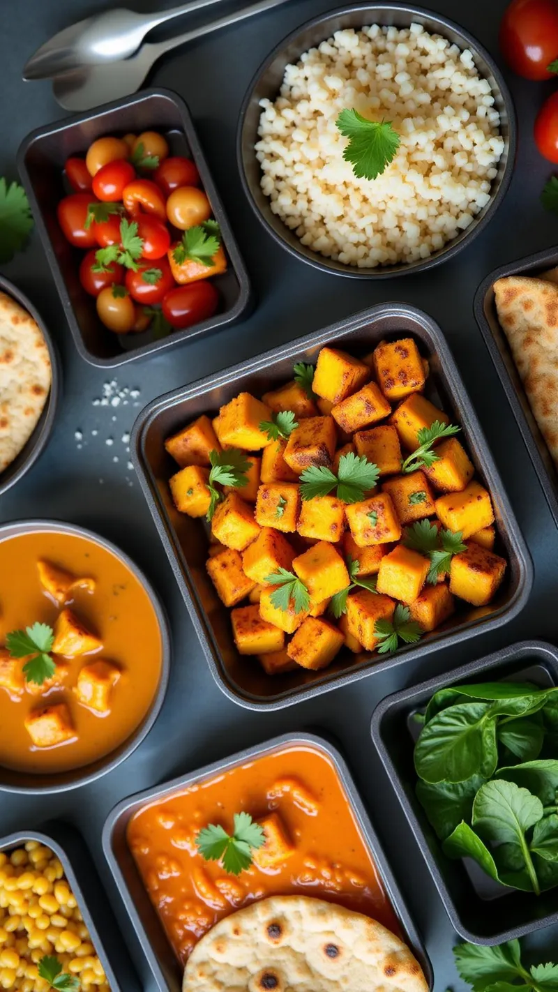 Traditional Indian thali with various dishes