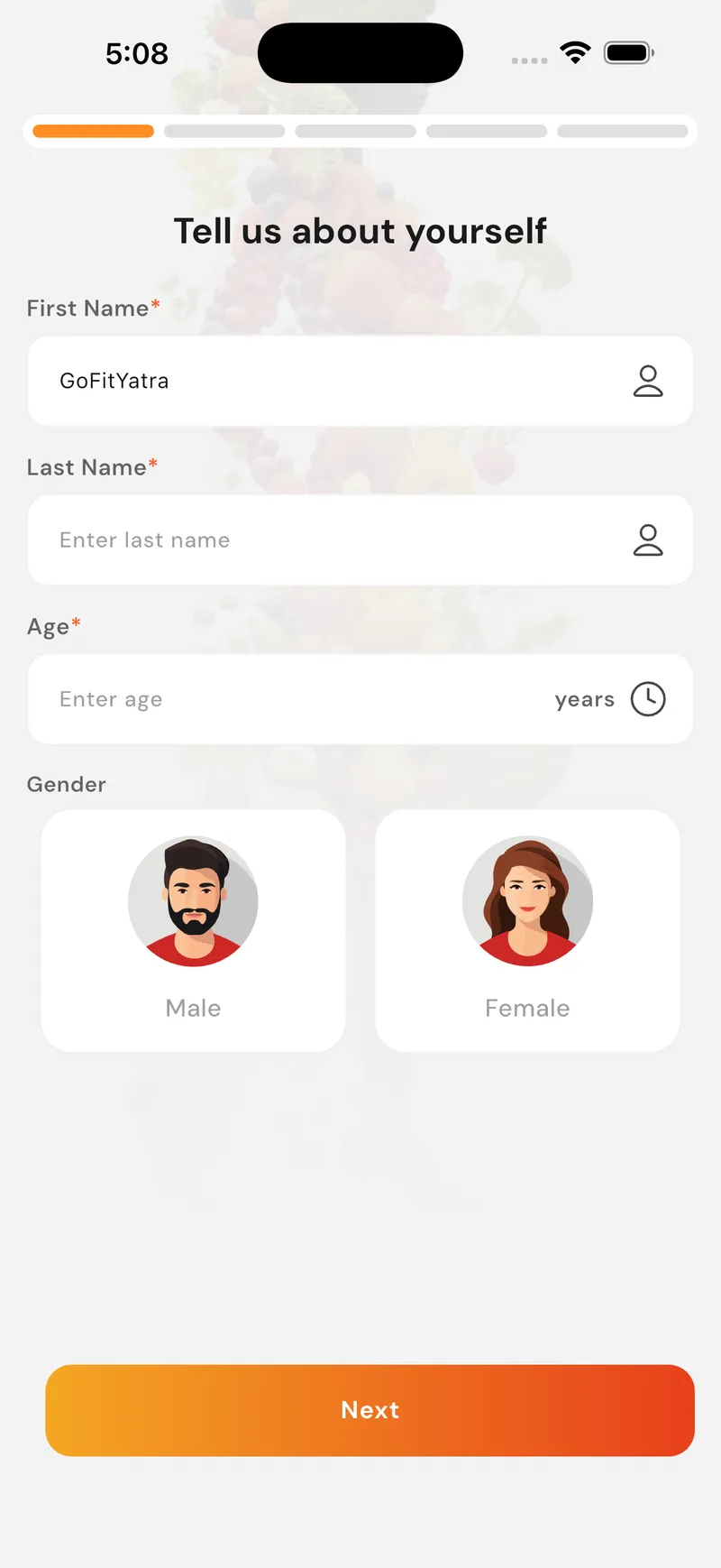 Start GoFitYatra onboarding