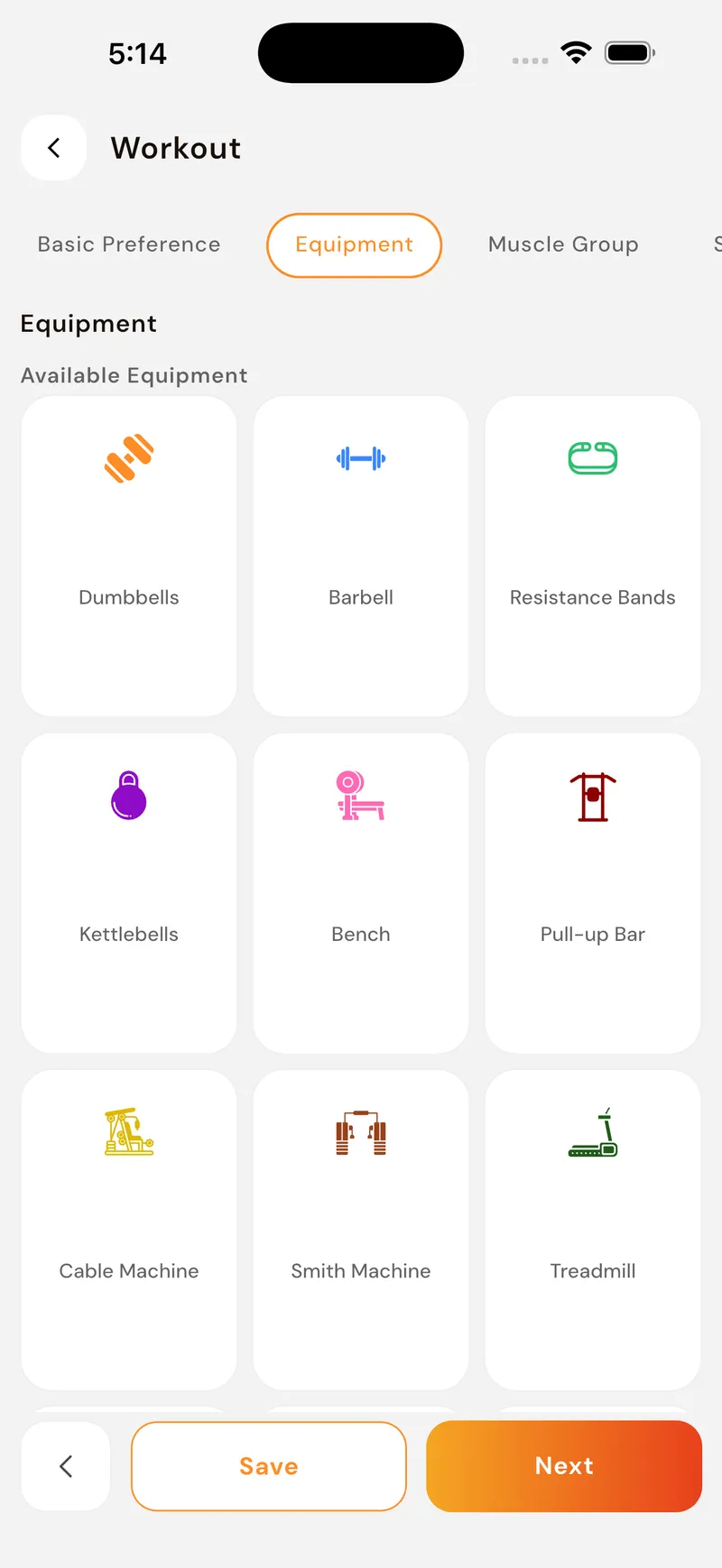 GoFitYatra preferred equipment screen