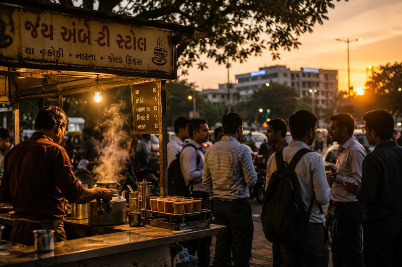 An evening tea stall in Ahmedabad where conversations inspired the idea behind GoFitYatra.