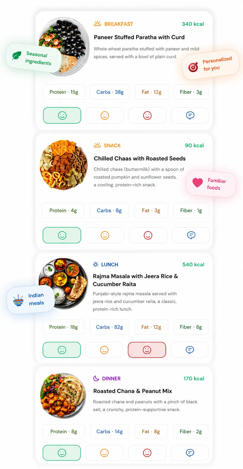 GoFitYatra meals screen