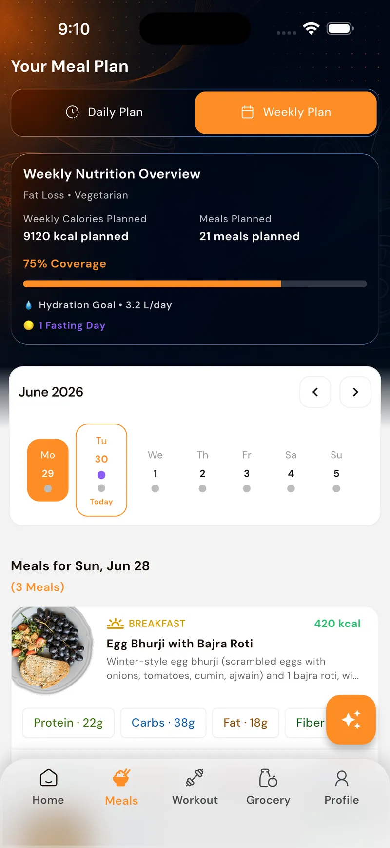 GoFitYatra daily and weekly calendar plan