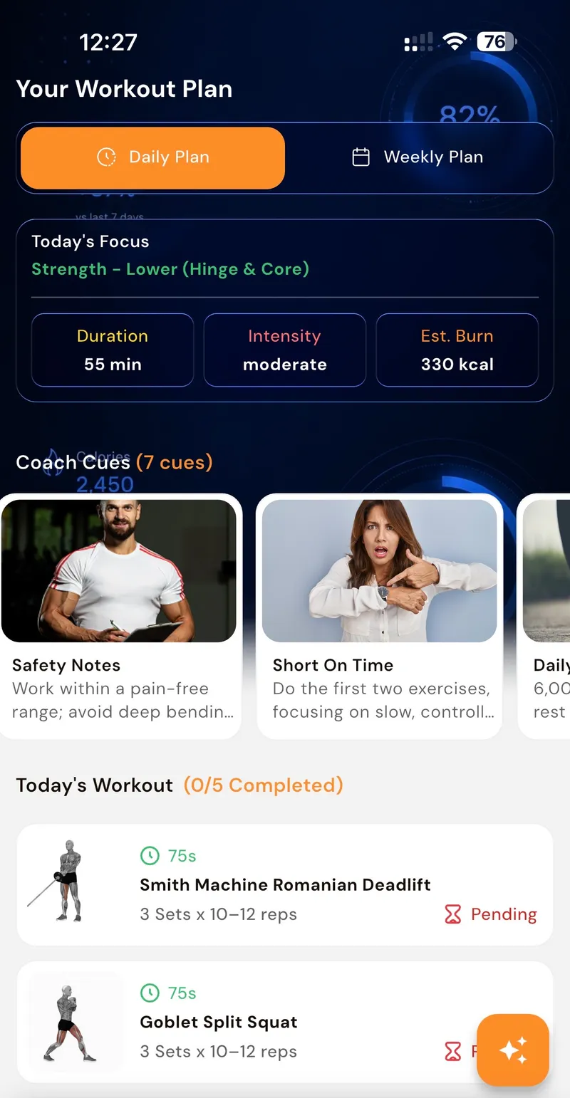 GoFitYatra workout overview with sets and reps