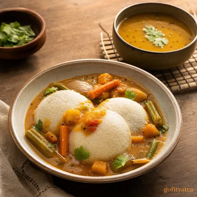 Idli with Vegetable Sambar — South Indian breakfast