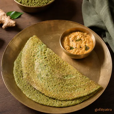 Pesarattu with Ginger Chutney — Andhra breakfast