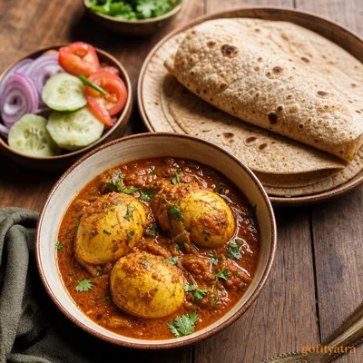 Egg Curry with Whole Wheat Roti — North Indian dinner