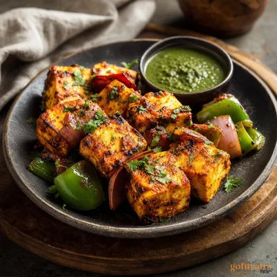 Paneer Tikka with Mint Chutney — North Indian snack